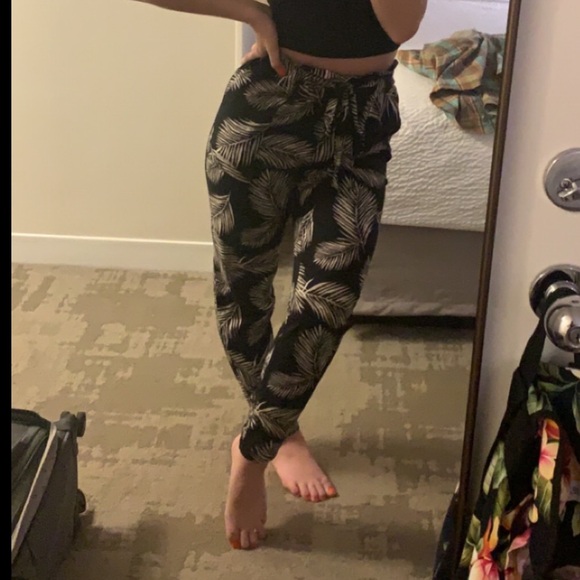 Streetwear Society Black Pants w/ Palm Leaves w/ Ties Size M - Picture 4 of 4